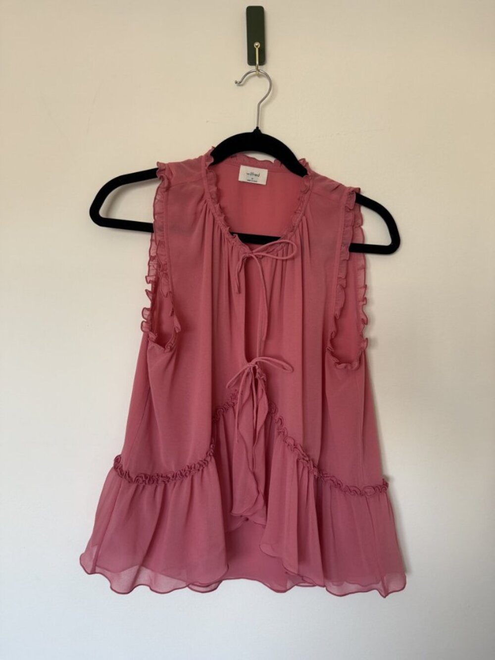 Wilfred Ruffle Tie Blouse Sleeveless Dusty Rose Size M
